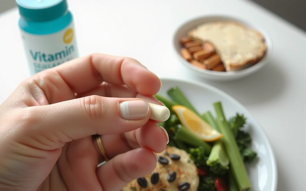 A person taking a vitamin pill, symbolizing the correction of nutritional deficiencies through supplements.