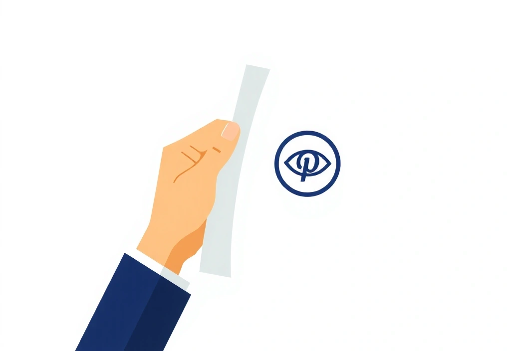 Mână ținând un document cu logo-ul proprietății intelectuale